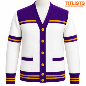 Ajoutez vos pulls personnalisés de haute qualité à col en V pour les logos des universités américaines Jack & Jil, cardigans tricotés - Product Image 1