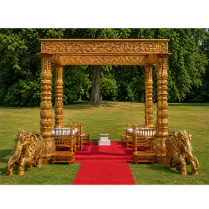 Outdoor South Indian Wedding Wooden Mandap Outdoor <b>Elephant</b> Theme Wedding Mandap Double Pole <b>Elephant</b> Base Wooden Mandap UK - Product Image 1