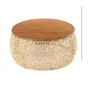 Top Selling Industrial Round Iron Wire Frame Wood Top Coffee <b>Table</b> For Rustic Home Living Room Tea Stand Coffee <b>Table</b> - Product Image 3