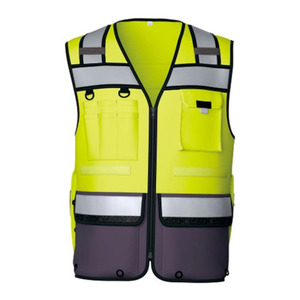 Chaleco de Seguridad Amarillo de Alta Visibilidad con Franjas Reflectantes, Cierre de Cremallera y Múltiples Bolsillos - Product Image 5