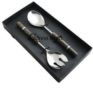 Produit tendance Ensemble de couverts à salade en acier inoxydable 18/8 avec manche en bois pour les cadeaux, les événements et la vaisselle Couverts au prix de gros - Product Image 1