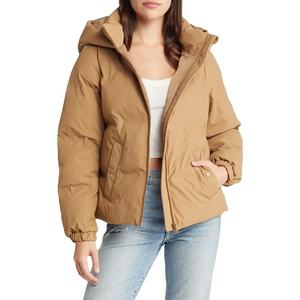 Puffer <b>Jacket</b> <b>Women's</b> Winter Coat Thick Polyester Wadding Zipper Closure Casual Loose Fit Solid Color Windproof Short Length - Product Image 1