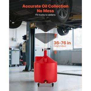 Réservoir de vidange d'huile industrielle de 18 gallons avec entonnoir réglable et roues de vidange d'huile portables - Product Image 2