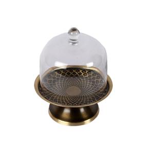 Cuenco Decorativo de Metal para Dátiles con Cúpula de Vidrio, Plato Duradero para Servir Frutos Secos, para Uso en Mesa de Fiesta de Ramadán o Iftar - Product Image 1