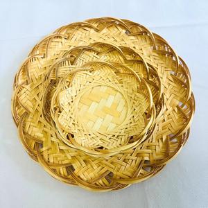 Premium Handmade Bamboo <b>Basket</b> Set of 3 Vietnamese Serving Tray Boho Flat <b>Basket</b> Wall Decor OEM Vietnam Supplier - Product Image 5