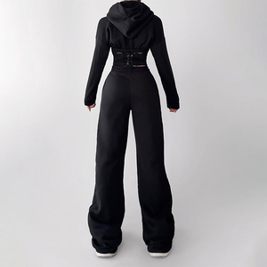 ชุดเซ็ตสองชิ้นสำหรับผู้หญิงทรงเข้ารูป ลายเรียบ มีฮู้ด เสื้อฮู้ดดี้และกางเกงขายาว มีไซส์พลัส ชุดวอร์มสำหรับฤดูหนาว - Product Image 5