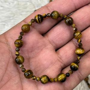 Pulsera de cuentas de ojo de tigre de alta calidad al por mayor, pulsera elástica de piedra de cristal natural de 8 mm para hombres y mujeres, joyería curativa. - Product Image 4