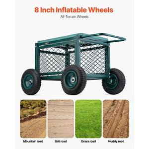 Heavy-Duty 400LB Metal <b>Garden</b> Cart with <b>Storage</b> Rolling <b>Garden</b> <b>Seat</b> and Wheel <b>Garden</b> Supplies - Product Image 2