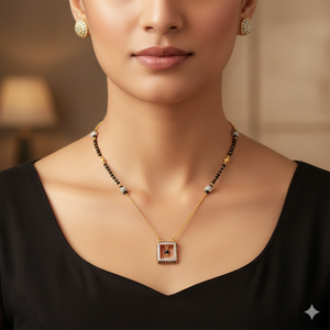 Mangalsutra de Oro Amarillo Sólido de 22K con el Sello BIS y Dijes de Diamantes para Mujer - Product Image 3