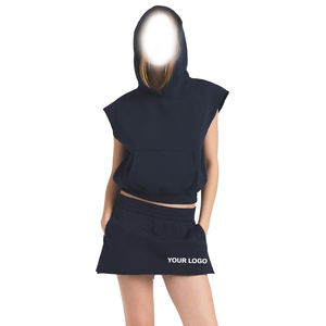 Ensemble pull molletonné en coton premium et mini-jupe pour femme, 2 pièces, style streetwear oversize, ensemble épais, fournisseur OEM personnalisé - Product Image 1