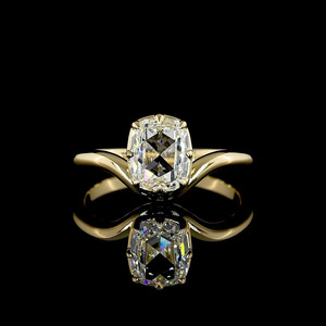 Bague de fiançailles solitaire en diamant de laboratoire taille coussin, or 10K/14K/18K plaqué rhodium, argent 925/935, cadeau personnalisé pour mariage ou fête - Product Image 1