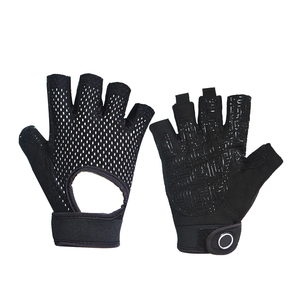 Half Finger Cycling <b>Gloves</b> Black <b>Red</b> Polyester Unisex Summer Riding <b>Gloves</b> Pull-On Closure - Product Image 4