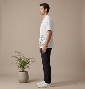 Men's <b>White</b> Full Sleeve Formal <b>Shirt</b> Solid Pattern V-neck Collar Summer Wear Breathable Anti-Wrinkle Satin Cotton - Product Image 2
