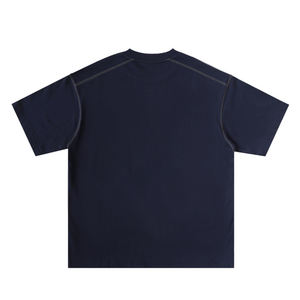 T-shirts à col rond de 260 grammes avec contraste bicolore et épaules tombantes en jersey de coton, style universitaire et club, coupe ample - Product Image 6