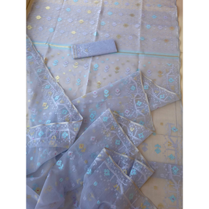 Sari Tradicional de Algodón Jamdani Premium para Mujer, Estampado Digital, Protección Solar, Secado Rápido, para Bodas, Fiestas y Eventos Festivos - Product Image 1