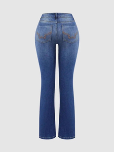 Pantalon évasé classique 2026 en denim respirant à séchage rapide, taille mi-haute, style urbain, longueur intégrale, vintage, décontracté pour l'été - Product Image 4