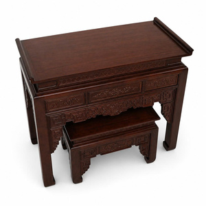 Mesa de Altar de Una Planta Reutilizable de Madera Grabada Tam Viet Sindora, Mueble de Mesa para Sacrificios Taoístas Ngu Phuc, Decoración para Sala de Estar - Product Image 4