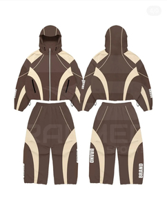 BRAND Sporty <b>Tracksuit</b> Set White Red Color Blocking Hooded Full Sleeve Zipper Closure Quick Dry 100% Nylon <b>Tracksuit</b> - Product Image 6