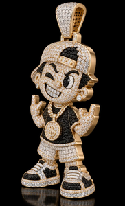 จี้รูปเด็กชายการ์ตูนฮิปฮอปประดับเพชรซิร์คอนชุบทองสำหรับสร้อยคอ - Product Image 3