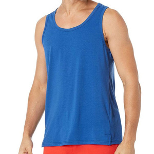 DAIZEN STAR INTERNATIONAL Men Solid Color Knitted Tank Top O-Neck Casual Style Royal Blue Athletic Fit Workout Vest Stretchable - Product Image 6