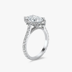 แหวนหมั้นเพชรทรงลูกแพร์ 3.70 กะรัต พร้อมวงแหวนประดับเพชรแบบ Pave ในทอง 14K สำหรับงานแต่งงานและงานเลี้ยง - Product Image 2