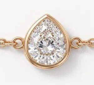 Bracelet Solitaire en Moissanite Or Rose Forme Poire, Bijou Fin Minimaliste et Élégant, Cadeau de Luxe pour Femme - Product Image 3