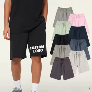 Pantalones cortos deportivos de estilo americano con cordón ajustable para hombre, color liso, venta al por mayor para ropa urbana - Product Image 1