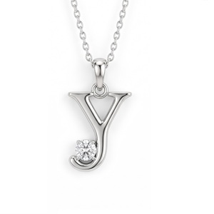 Colgante de Lujo con Letra del Alfabeto, Diamante Cultivado en Laboratorio y Natural, Letra Y con Diamante de Corte Brillante Redondo, Joyería Unisex para Uso Diario - Product Image 3