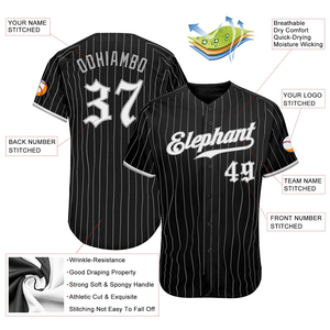 Dernier modèle de maillot de baseball de haute qualité avec logo personnalisé, design authentique à rayures noires et blanches, tissu léger, respirant et à séchage rapide - Product Image 3