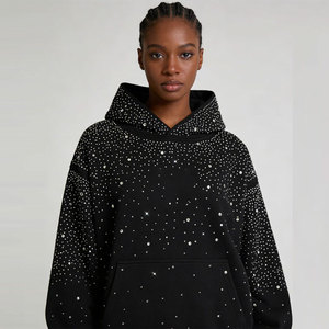 Sweat-shirt à capuche surdimensionné en strass, pull épais unisexe, streetwear, veste à capuche en polaire scintillante - Product Image 6