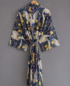 Robe japonaise pour femmes, en mousseline respirante, à manches longues, robe midi ample pour femmes, à manches trois quarts, style chinoiserie - Product Image 4