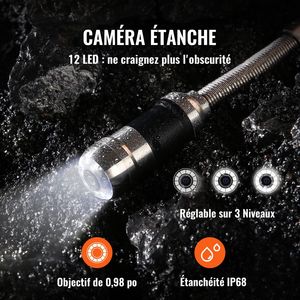 Endoscopio Industriale Impermeabile IP68 da 30 m/100 ft con Schermo da 7 Pollici, Telecamera per Ispezione Fognature e Tubazioni con Funzione DVR, 12 LED Regolabili - Product Image 4