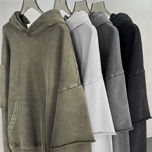 Sweat à capuche oversize pour homme, coupe ample, 430 g/m², en molleton bouclette délavé à l'acide, séchage rapide, léger, deux pièces, 100 % coton - Product Image 3