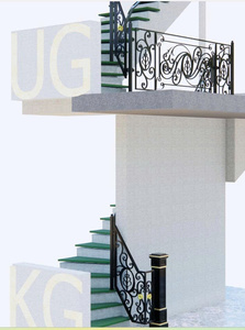 Custom Wrought Iron Stair Railing Handrail for Villa Modern Black Iron Rust Resistant Finish <b>Adjustable</b> Luxury Ornamental Design - Product Image 5