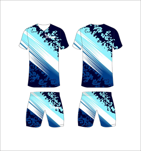 Conjunto de Uniforme de Fútbol Sublimado Personalizado, Patrón de Espiral Azul, Transpirable, de Secado Rápido, Jersey de Fútbol para Equipo, Pantalones Cortos, para Hombres, Niños y Jóvenes - Product Image 5