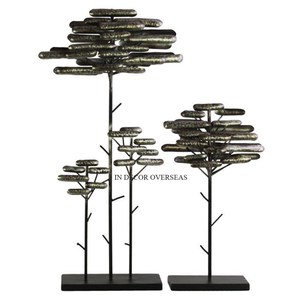 Escultura de lujo de hojas y capullos de diseño, chapada en oro de alta calidad, hecha de metal, con base negra, para decoración del hogar. - Product Image 4