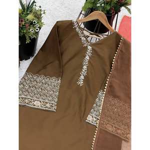 Top-Bottom para mujer y Dupatta Set con bordado elegante secuencia de trabajo - Product Image 5