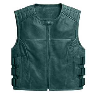 Blouson moto en cuir pour homme, classique, zippé, coupe-vent, décontracté, pour tous les jours - Product Image 5