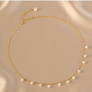 Collier pour femme de style français à la mode, chaîne de clavicule haut de gamme, perles d'eau douce naturelles, luxe simple, luxe haut de gamme - Product Image 2