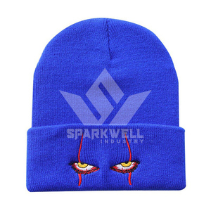 Gorro Unisex Blanco con Ojos de Personaje Bordados, Estilo Urbano, Gorro de Invierno de 56-58 cm, Acrílico, Casual, para Adultos - Product Image 6