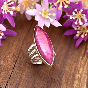 Bague longue en argent sterling 925 avec pierre précieuse naturelle de rubis indien, style bohème, bijou fin pour femme, à porter au quotidien - Product Image 3