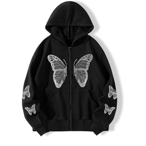 Sudadera con Capucha Oversize para Hombre, con Pedrería de Mariposa, Tejida, Estilo Urbano, para Otoño - Product Image 6