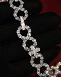 Luxury Iced Out Flower Link Chain <b>Necklace</b> Moissanite Diamond Hip Hop Jewelry Micro Pave <b>Statement</b> <b>Necklace</b> - Product Image 4