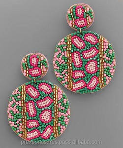 Pendientes de lápiz labial con cuentas hechos a mano, joyería de gota llamativa, pendientes de cuentas de semillas personalizados para mujeres y niñas, moda al por mayor - Product Image 6