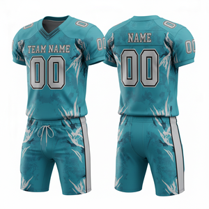 ชุดยูนิฟอร์มอเมริกันฟุตบอลแบบปรับแต่งได้ พร้อมกางเกงขาสั้นและตำแหน่งโลโก้ด้านหน้า - Product Image 2