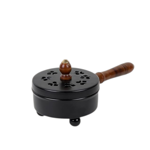 Classic Iron Incense Burner with Wooden Handle Metal Bakhoor Burner for Home Meditation Temple and Yoga <b>Decor</b> - Product Image 3