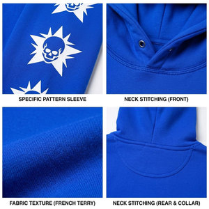 Ensemble survêtement bleu à capuche pour homme, imprimé crâne, streetwear, sweat-shirt et pantalon long, imprimé numérique, coupe classique, pour l'automne - Product Image 6