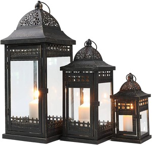 <b>Square</b> Lantern With <b>Glass</b> Panels And Lid For Home Decoration Heat Resistant - Product Image 2