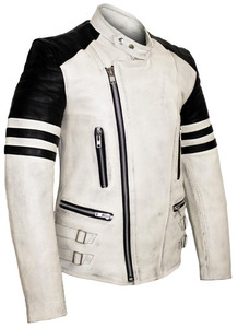 Blouson moto en cuir noir à prix réduit pour homme, style vintage roadster, avec épaulettes renforcées et multiples poches zippées - Product Image 5