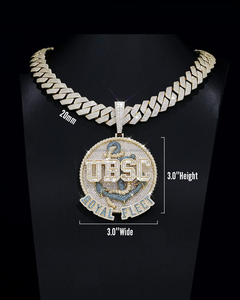 Pendentif en forme de médaille au design personnalisé en argent avec diamant Moissanite VVS Pendentif rond étincelant en plaque solide avec logo et nom - Product Image 4